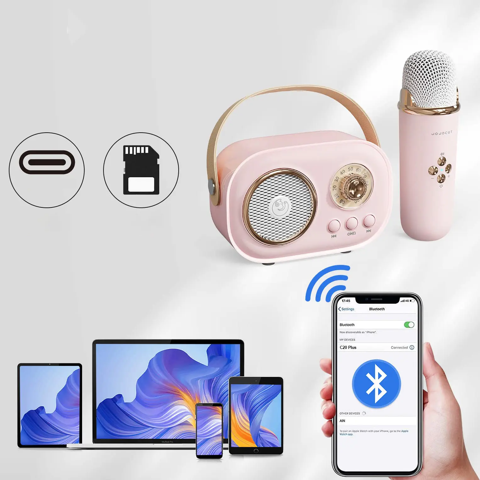 Бездротовий мікрофон для караоке, колонка SPEAKER C20 PLUS - Зображення 2