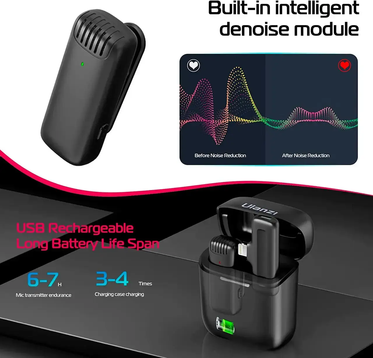 Бездротовий петличний мікрофон J11 для Iphone Lightning iOS Петлічка для блогера - Зображення 6