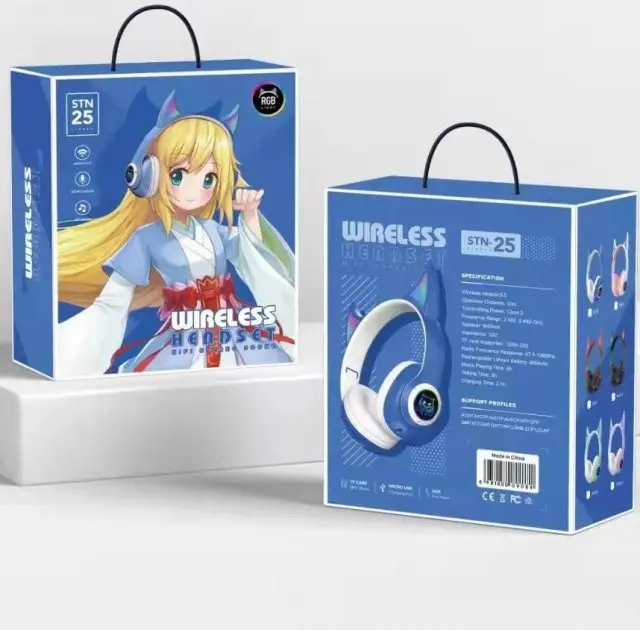 Бездротові дитячі Навушники з Вушками з підсвічуванням з MicroSD Ear STN-25 Bluetooth - Зображення 5