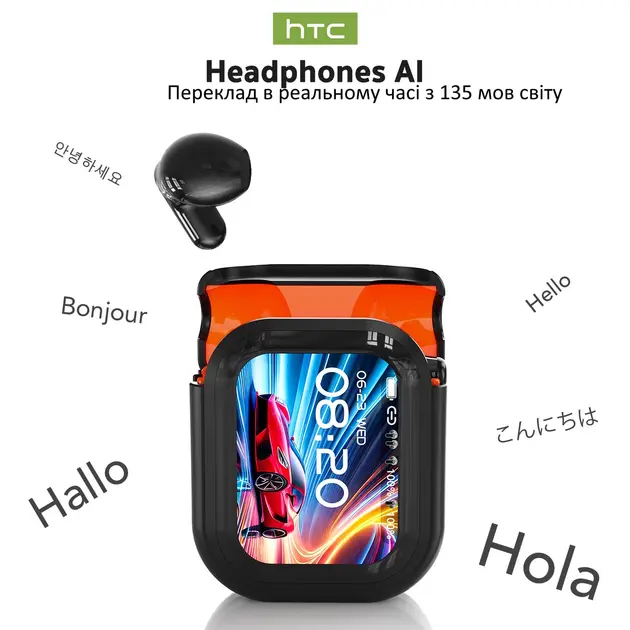 Бездротові навушники HTC NE20 AI з функцією переведення в режимі реального часу, Bluetooth V6.0 iPhone/Android, Black - Зображення 3