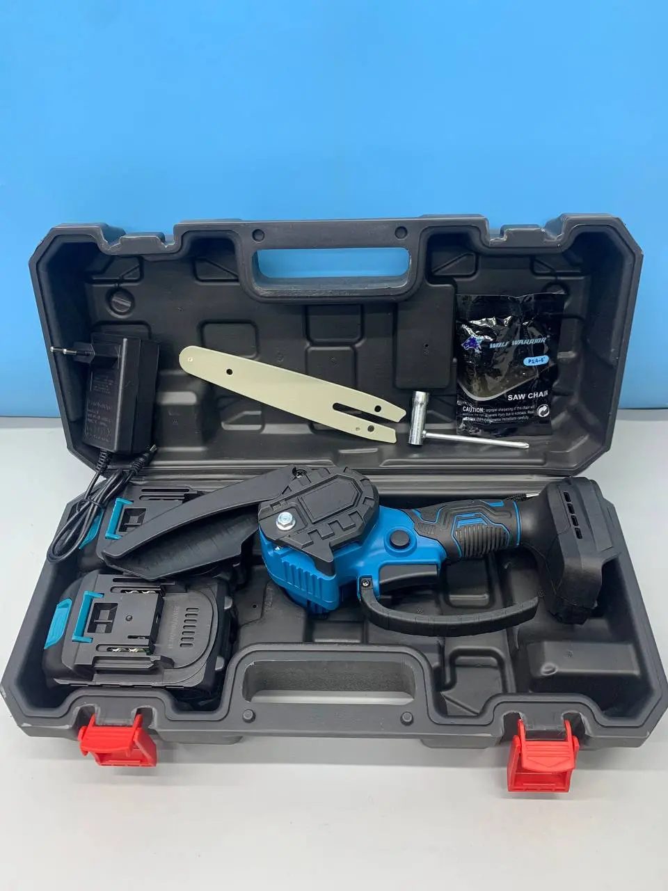 Акумуляторна ланцюгова міні-пила6 inch Electric SAW BLUE кейсом / 2 акумулятори 4А/год 8644 - Зображення 3