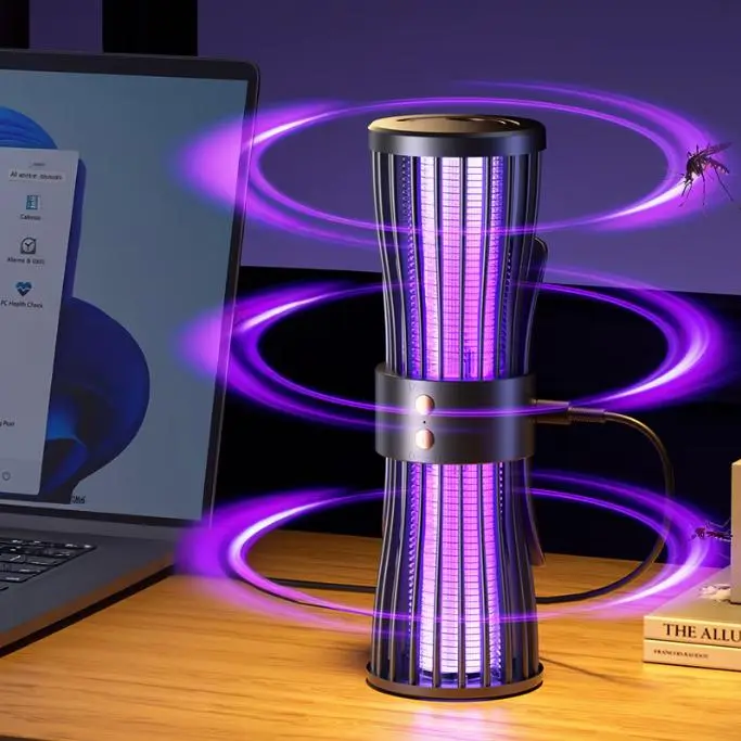 Безшумна лампа-пастка для комарів, нічник, зарядка через USB, LY-936 - Зображення 3