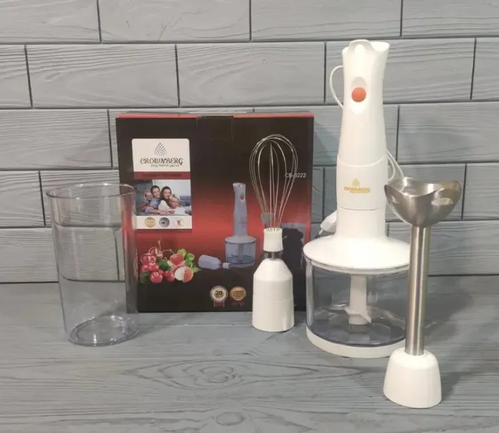 Блендер 4 в 1 Crownberg CB-6222 міксер подрібнювач віночок чоппер. побутовий прилад, для подрібнення та збивання продуктів - Зображення 2