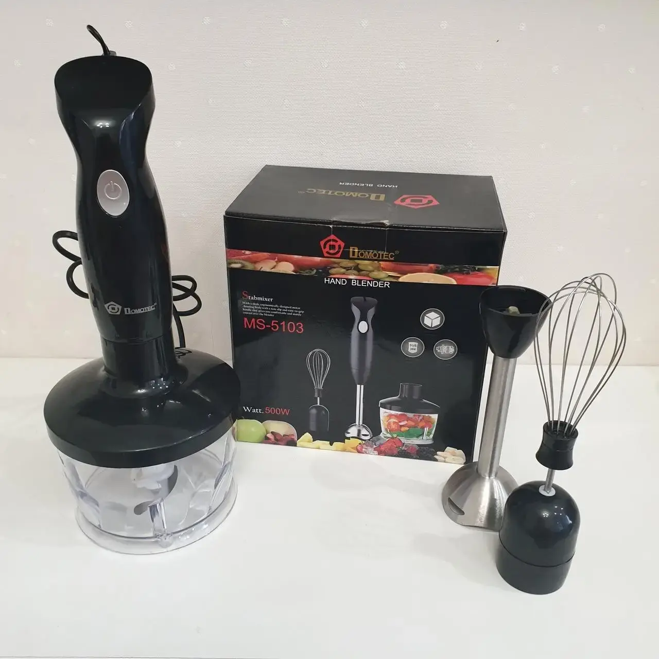 Блендер Domotec Ms-5103 3в1, ручний занурювальний блендер, міксер, кухонний комбайн, кухонний подрібнювач 500 Вт - Зображення 4
