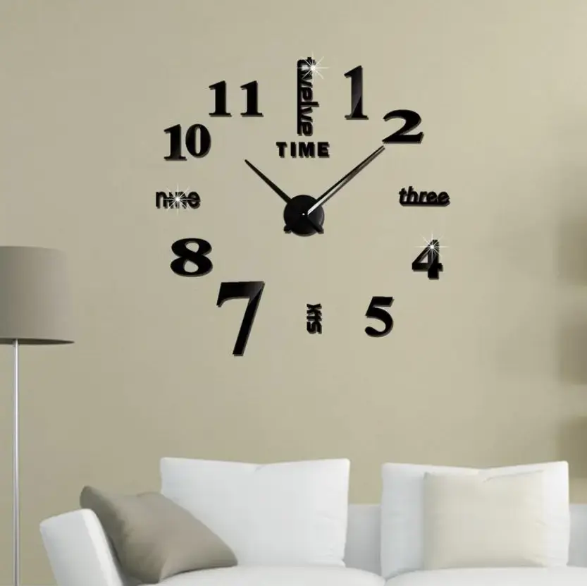 Великий настінний годинник Horloge 3D DIY кварц 27/37/47 55 см. Світяться вночі - Зображення 3