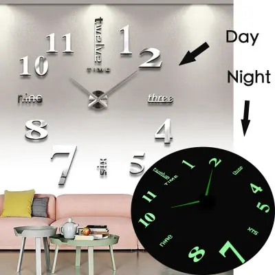 Великий настінний годинник Horloge 3D DIY кварц 27/37/47 55 см. Світяться вночі - Зображення 4