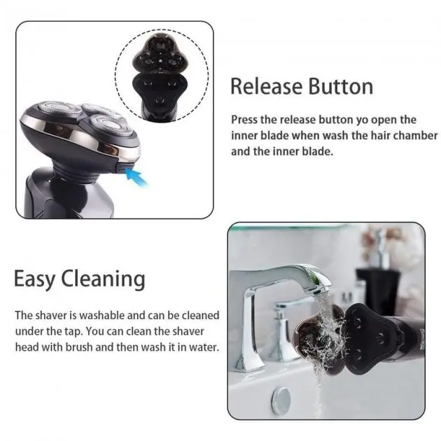 Бритва Електрична на 3 плаваючі головки DSP 60017 Роторна Електробритва чоловіча для вологого та сухого гоління - Зображення 7