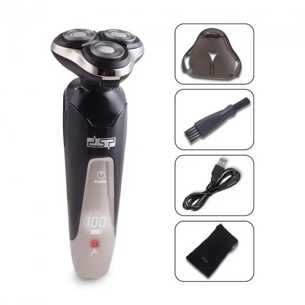 Бритва Електрична на 3 плаваючі головки DSP 60017 Роторна Електробритва чоловіча для вологого та сухого гоління - Зображення 4