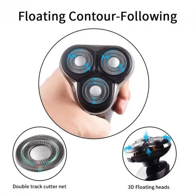 Бритва Електрична на 3 плаваючі головки DSP 60017 Роторна Електробритва чоловіча для вологого та сухого гоління - Зображення 6