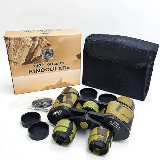 Бінокль польовий гумовий з чохлом 8X Baigish W10 8x40 Камуфляжний - Зображення 2