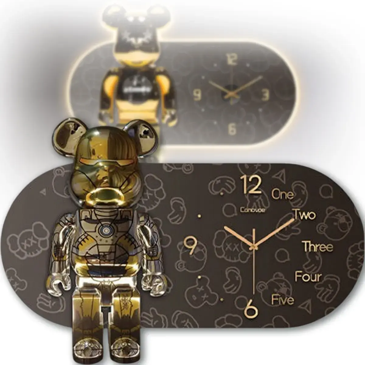 Годинники настінні овальні "Ведмедик" з LED підсвічуванням (NCH-40-60) - Зображення 2