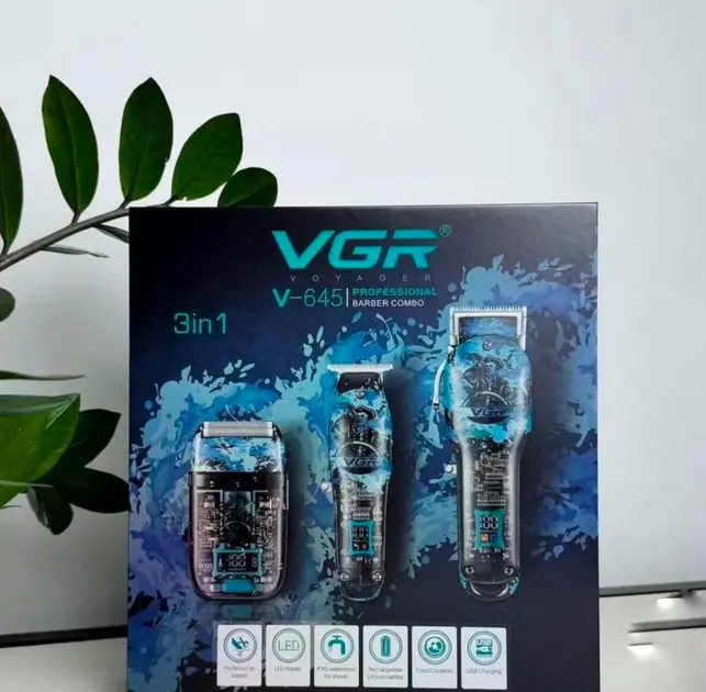 Професійний набір 3в1 VGR V-645 тример, машинка для стрижки волосся та електробритва - Зображення 3