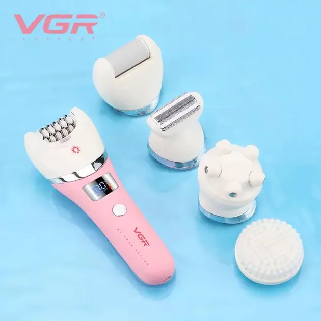 Багатофункціональний акумуляторний епілятор із підсвічуванням VGR V-759 5в1 жіноча електробритва - Зображення 3