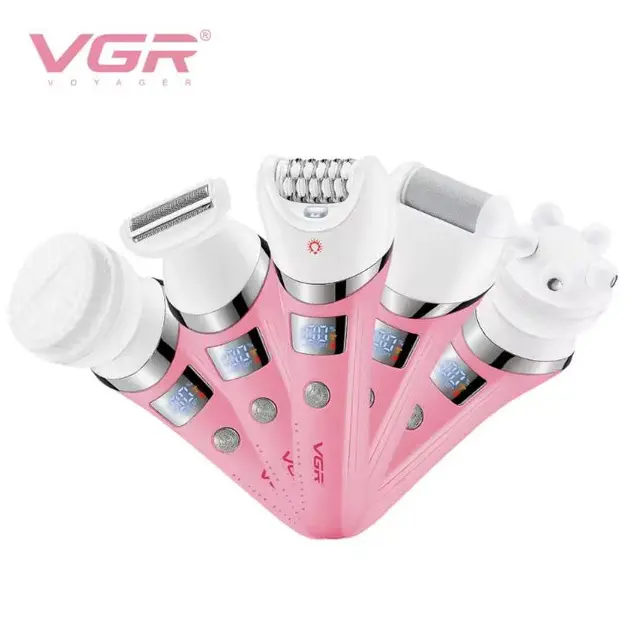 Багатофункціональний акумуляторний епілятор із підсвічуванням VGR V-759 5в1 жіноча електробритва - Зображення 2
