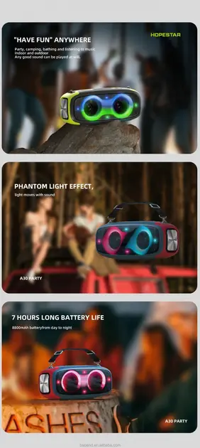 Портативна бездротова колонка Bluetooth Hopestar A30 Party | BT5.0, 70W, TWS, AUX/TF/USB, 7h - Зображення 4