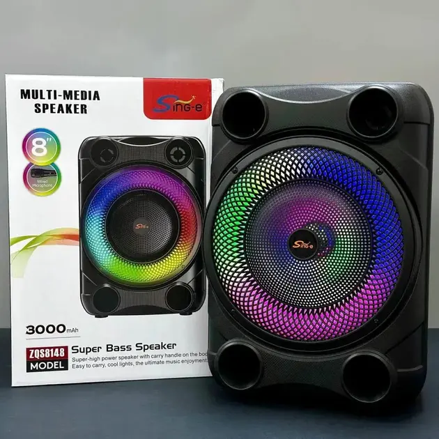 Бездротова караоке колонка з мікрофоном та RGB-підсвічуванням Sing-e ZQS8148 - Зображення 2