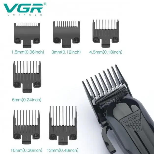Машинка для стрижки волосся VGR V-282 6 насадок, LED Display - Зображення 2