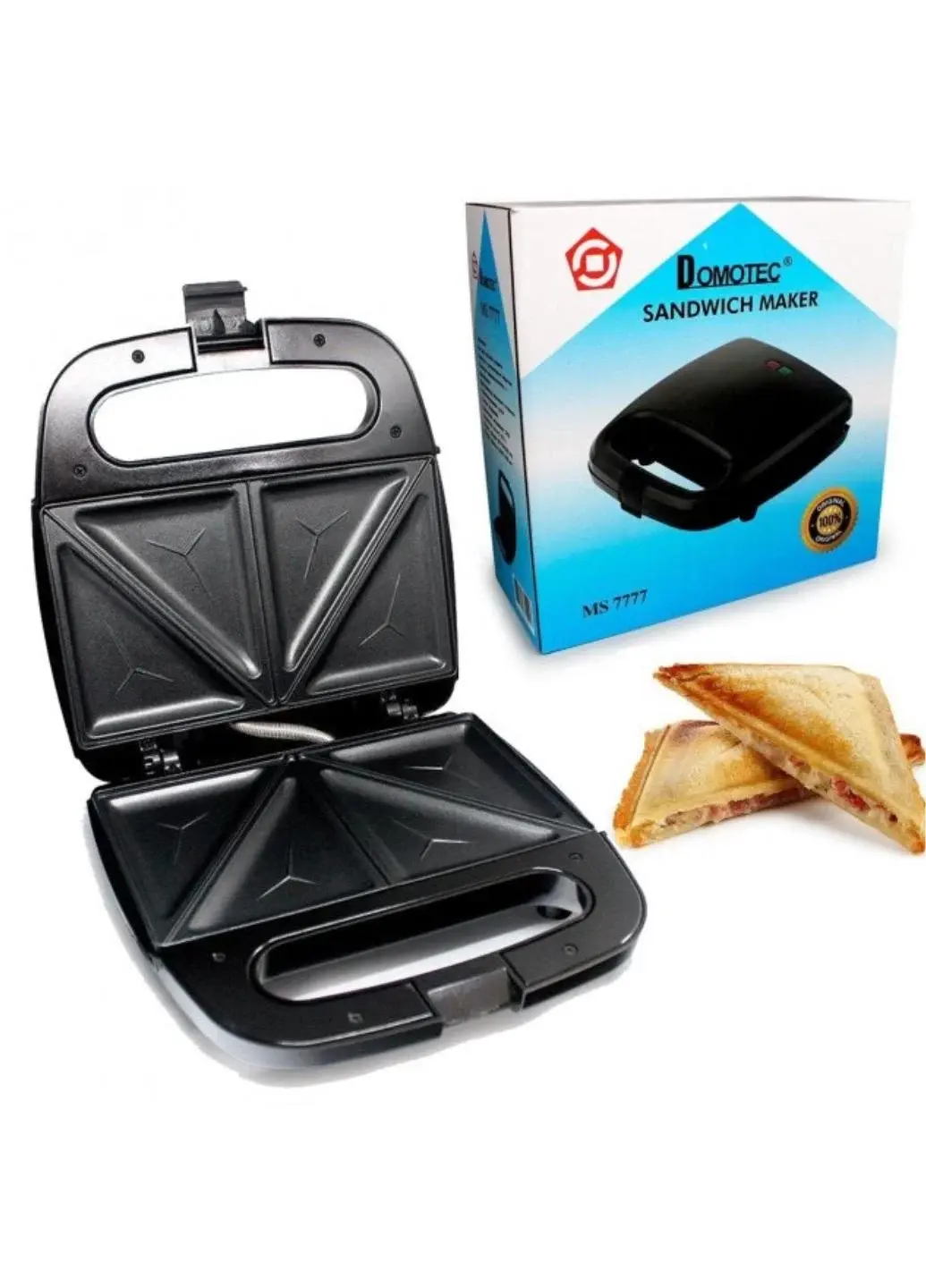 Сендвічниця Domotec MS 7777 з антипригарним покриттям 750W 220-240V 50/60Hz - Зображення 4