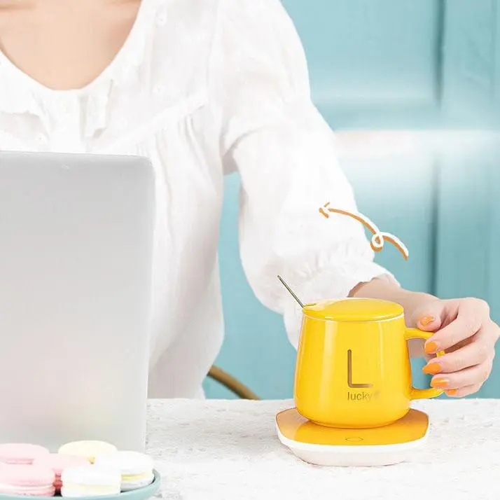 Жовта Чашка на подставке с подогревом Stenson YG01317 L 400мл - Зображення 3