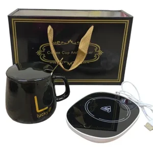 Чорна Чашка на подставке с подогревом Stenson YG01317 L 400мл