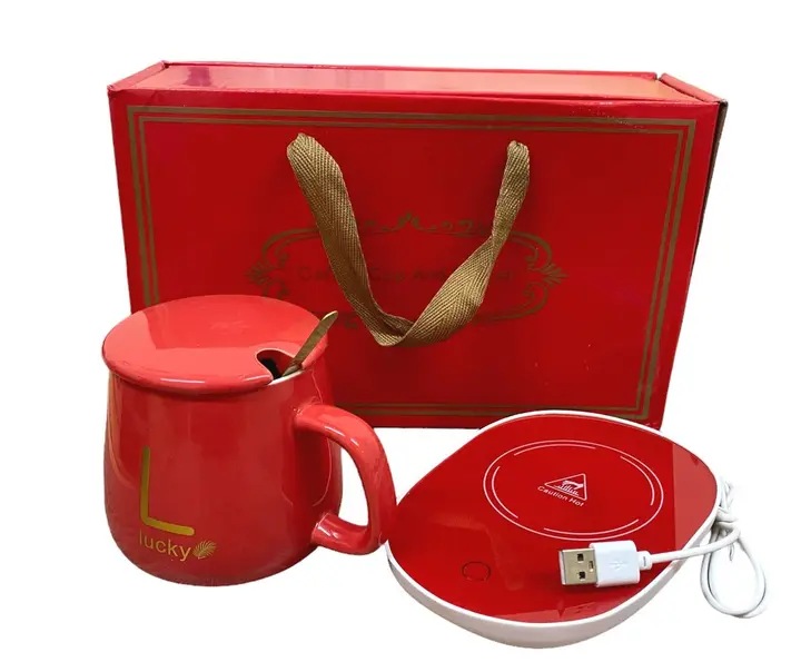 Чорна Чашка на подставке с подогревом Stenson YG01317 L 400мл - Зображення 7