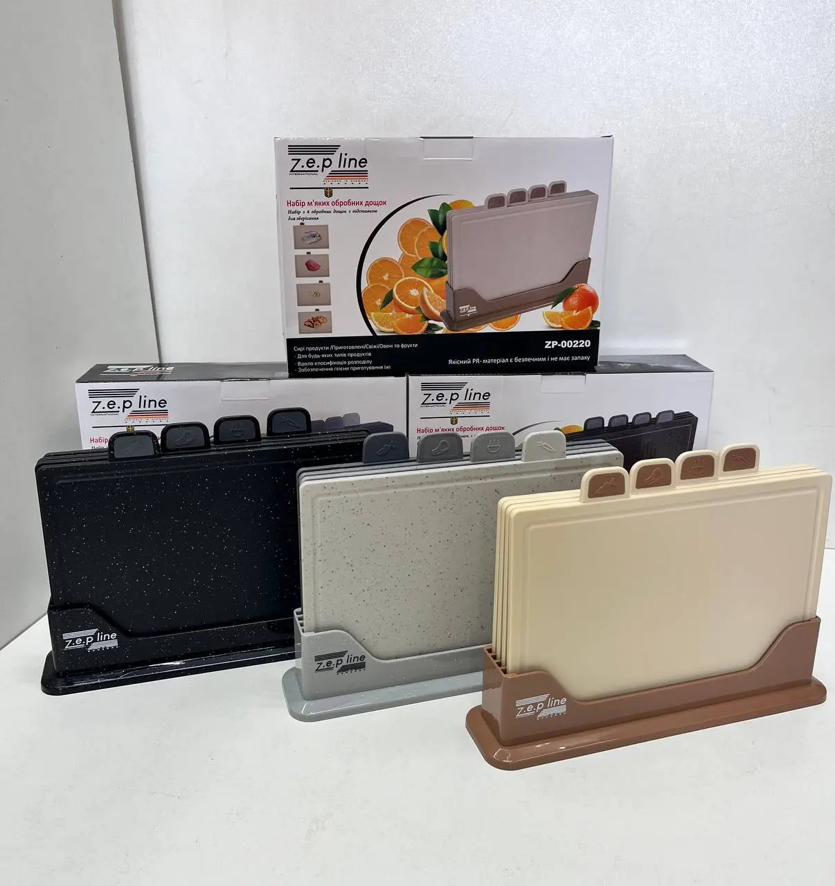 Кухонний набір дощок Zepline ZP-00220 5 предметів, з підставкою чорний - Зображення 7