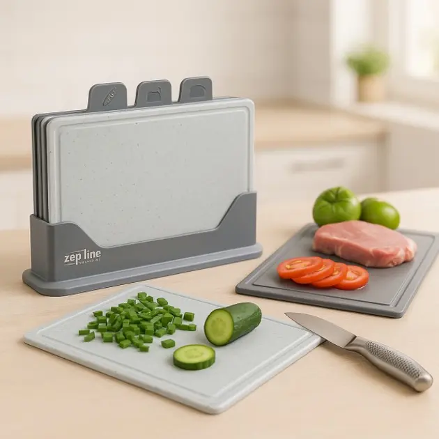 Кухонний набір дощок Zepline ZP-00220 5 предметів, з підставкою чорний - Зображення 6