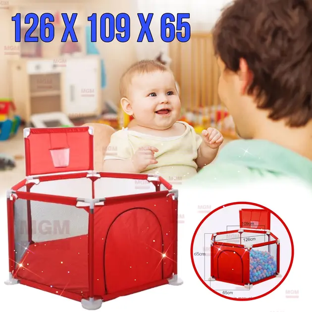 Дитячий манеж для розвитку IMBABY 6 секцій - із парканом для малюків - сухий басейн для дитячих ігор, для куль або килимка - Зображення 5