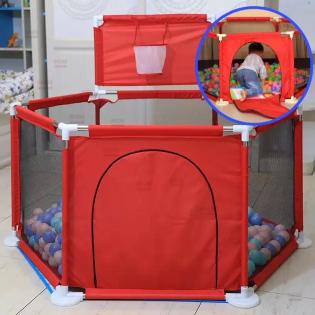 Дитячий манеж для розвитку IMBABY 6 секцій - із парканом для малюків - сухий басейн для дитячих ігор, для куль або килимка - Зображення 3