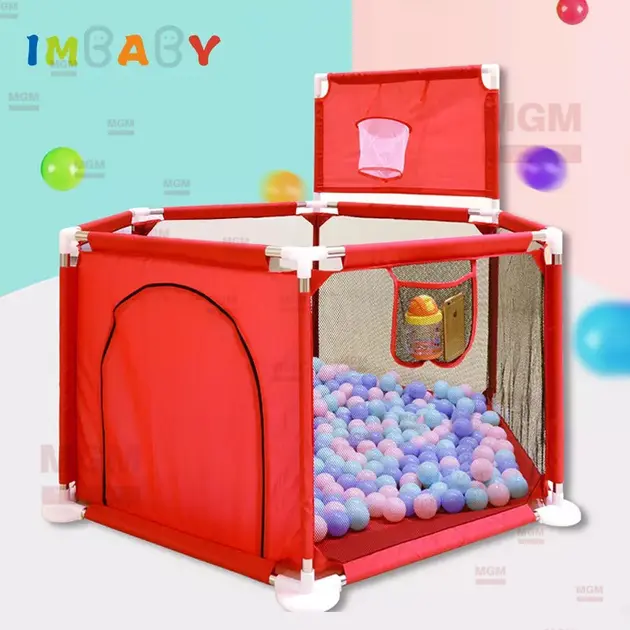 Дитячий манеж для розвитку IMBABY 6 секцій - із парканом для малюків - сухий басейн для дитячих ігор, для куль або килимка - Зображення 4