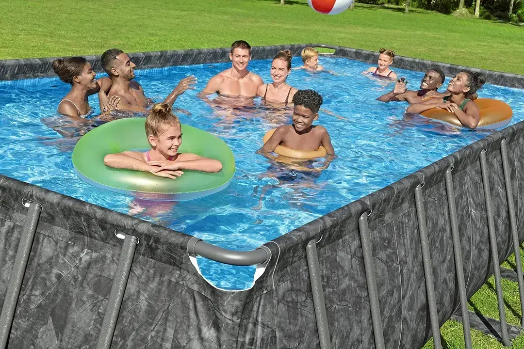 Басейн каркасний прямокутний (732-366-132см, 30045 л, фільтр-насос, сходи, тент) Bestway 561KG - Зображення 2