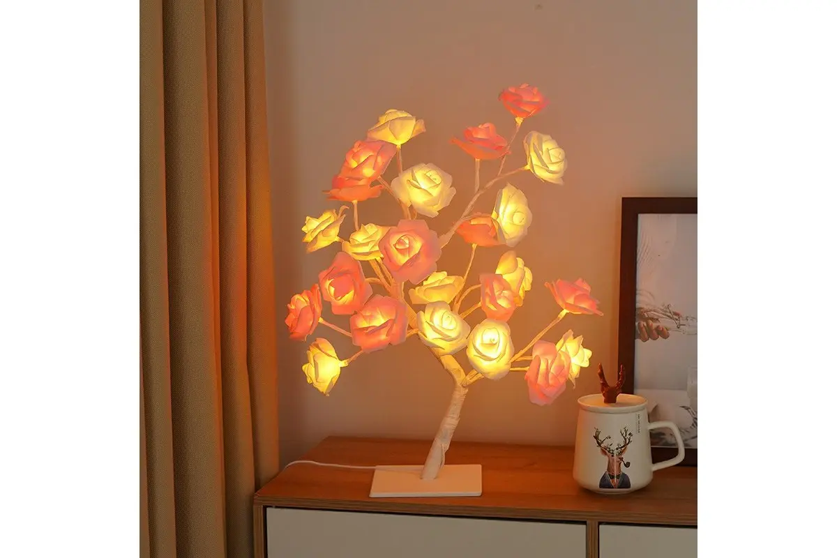 Настільна світлодіодна лампа / Дерево Троянда / Декоративна настільна лампа для дому - Зображення 2