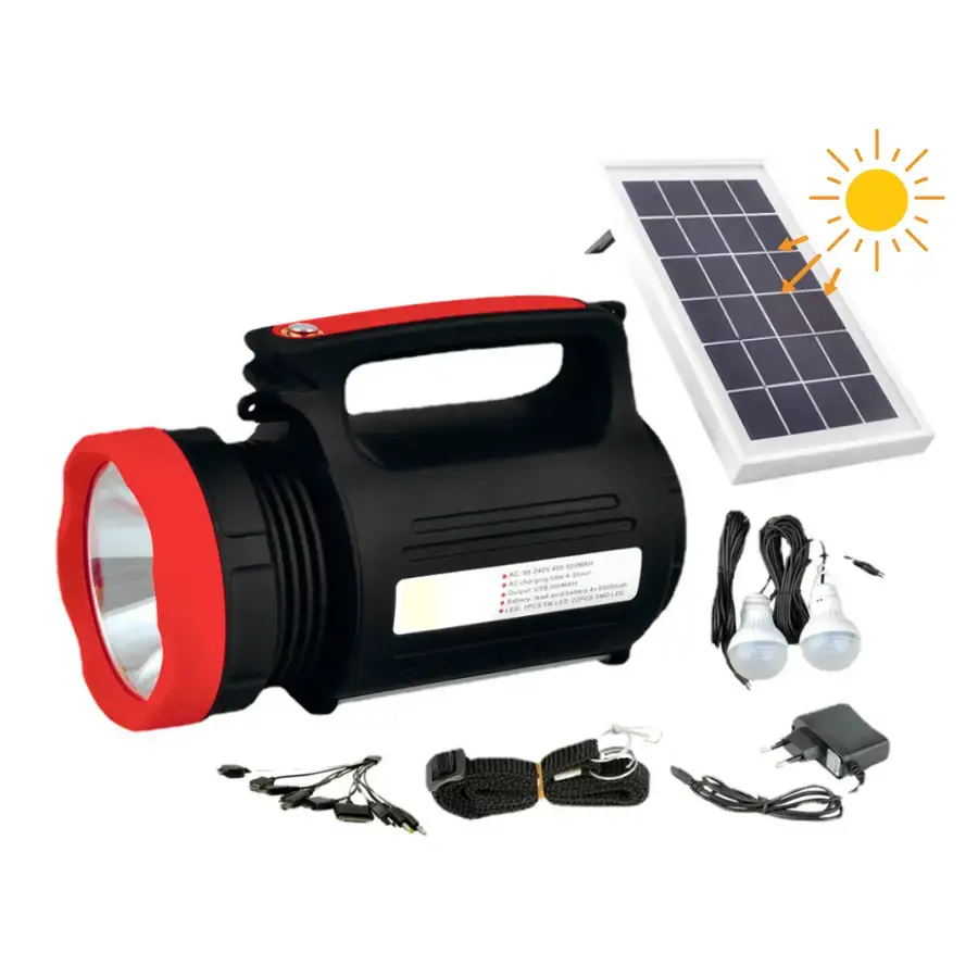 Ліхтар-прожектор акумуляторний із сонячною панеллю Wimpex WX-1902 5W + 2 лампи 3W - Зображення 2