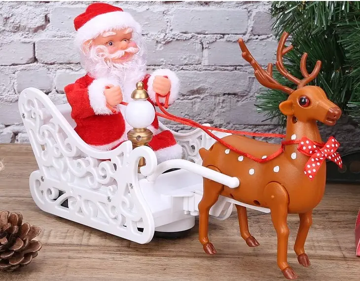 Музична іграшка "Санта Клаус із оленем на санях" - Зображення 2