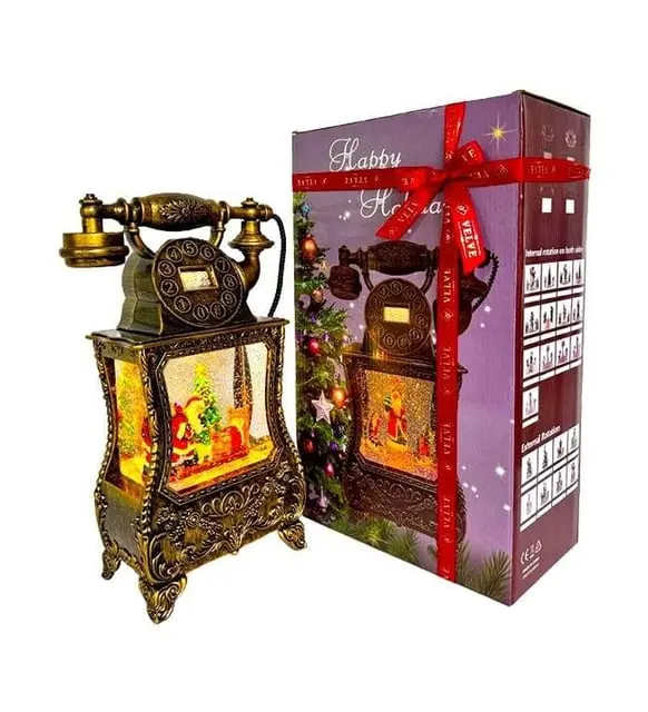 Новорічний ліхтар з Санта-Клауса у формі старовинного телефону 814 - Зображення 2
