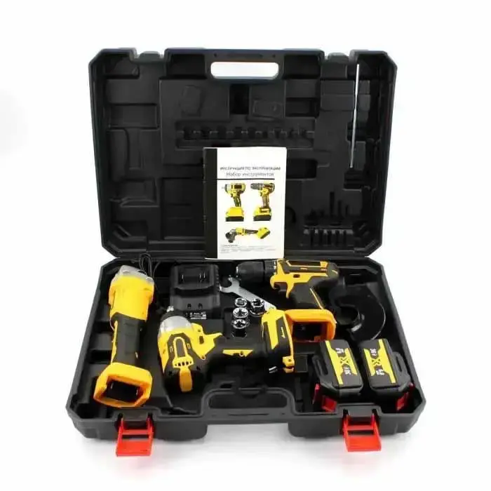 Набір інструментів 3 в 1 KAR100 (шуруповерт, гайковерт, шліфувальна машинка) 2 АКБ - Зображення 2