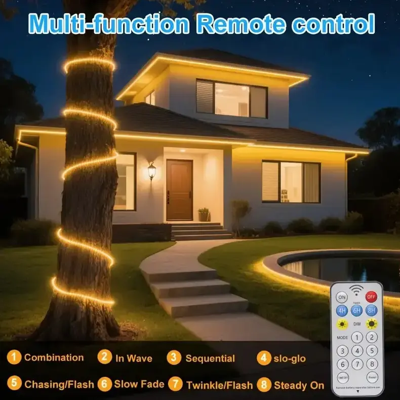 LED гірлянда із сонячною батареєю 10 м (тепле біле світло) - Зображення 4