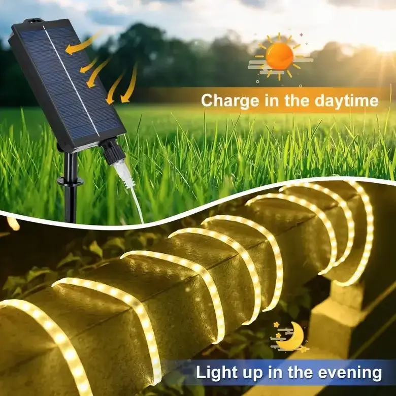 LED гірлянда із сонячною батареєю 10 м (тепле біле світло) - Зображення 6