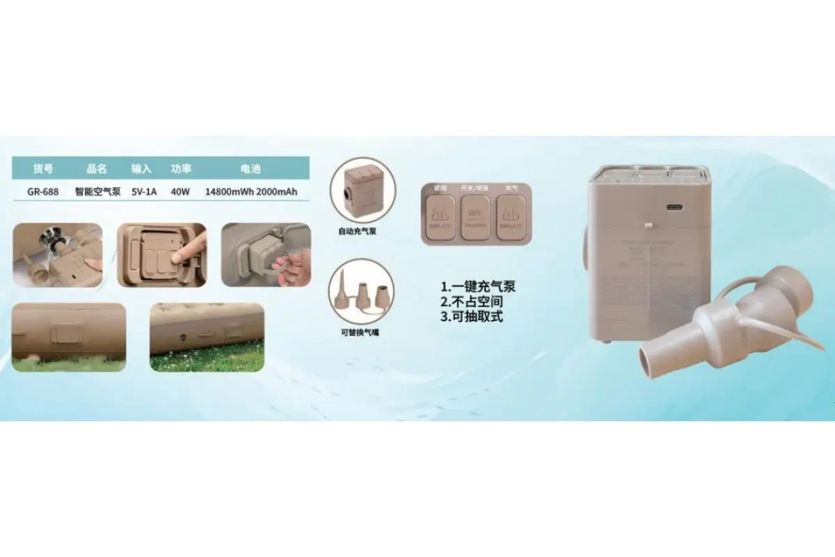 Надувний матрац двоспальний JR-5063 (200*180*40см) з акумуляторним насосом типу Type-C - Зображення 2