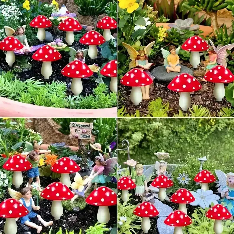 Декоративна гірлянда «Мухомори» із сонячною батареєю, 8 режимів свічення 6 шт - Зображення 2