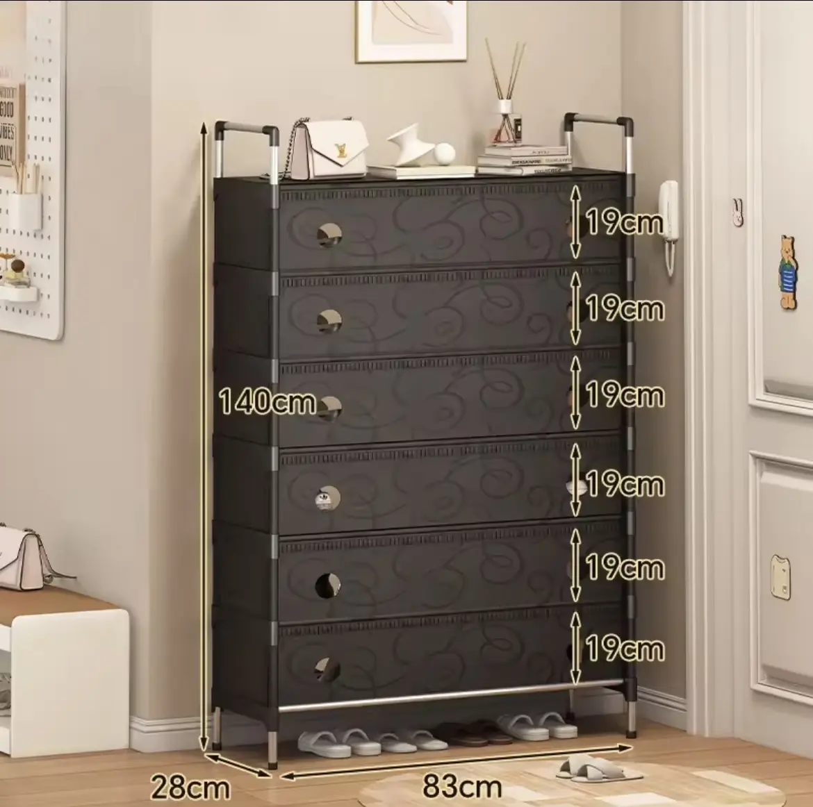 Полиця для взуття SKLM-31-LT6205 чорна 4 полиці - Зображення 3