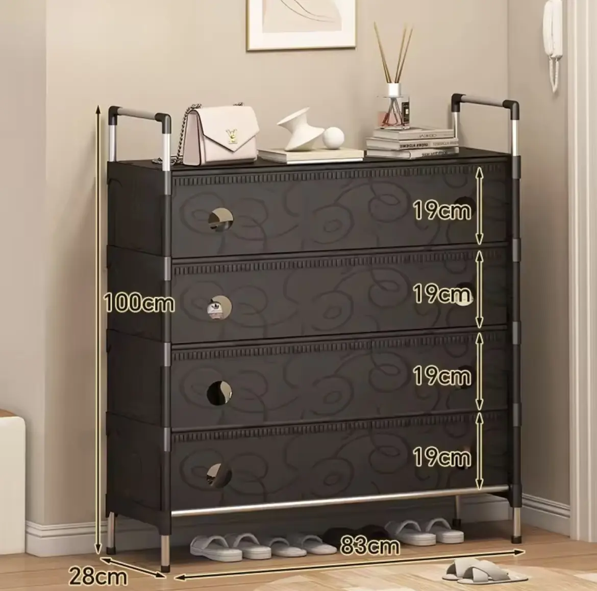 Полиця для взуття SKLM-31-LT6205 чорна 4 полиці - Зображення 2