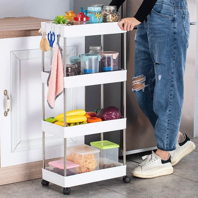 Етажерка на колесах 4 полиці біла підлогова Storage rack AND906 - Зображення 4