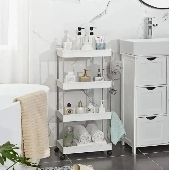 Етажерка на колесах 4 полиці біла підлогова Storage rack AND906 - Зображення 6