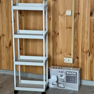 Етажерка на колесах 4 полиці біла підлогова Storage rack AND906