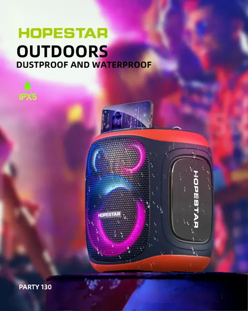 Портативна бездротова колонка Bluetooth Hopestar Party 130 з 2 Мікрофоном Караоке | 120Вт, Bluetooth - Зображення 7