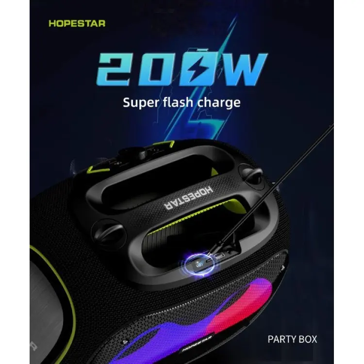 Бездротова Bluetooth колонка HOPESTAR PARTYBOX, 120 ВТ із двома мікрофонами - Зображення 3