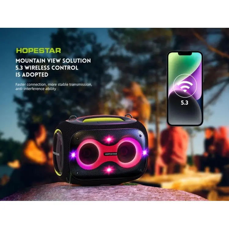 Бездротова Bluetooth колонка HOPESTAR PARTYBOX, 120 ВТ із двома мікрофонами - Зображення 4