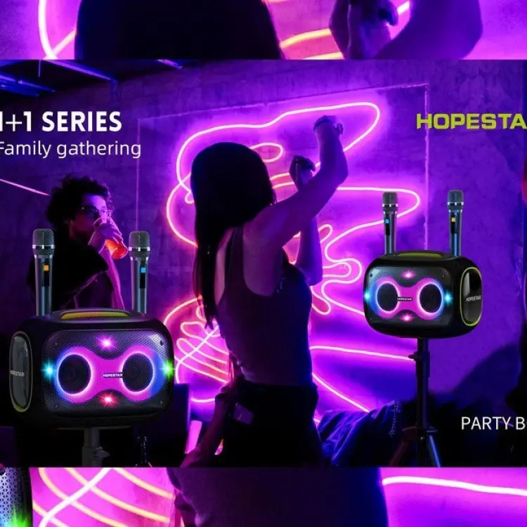 Бездротова Bluetooth колонка HOPESTAR PARTYBOX, 120 ВТ із двома мікрофонами - Зображення 2