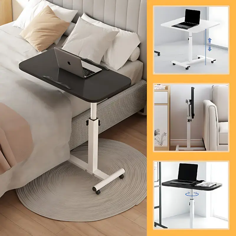 Стіл приліжковий на колесах із цільною стільницею (600/400/900мм) Zm530 - Зображення 3